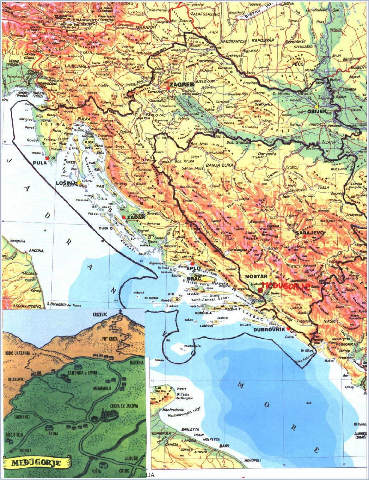 नक्शे के medjugorje बोस्निया हर्जेगोविना