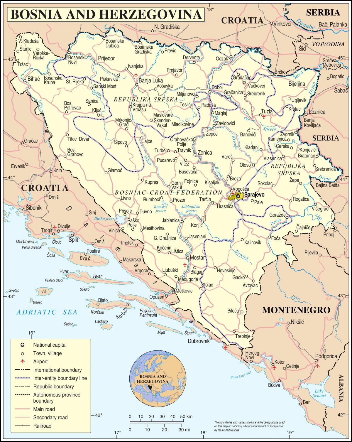नक्शा बोस्निया के पर्यटक