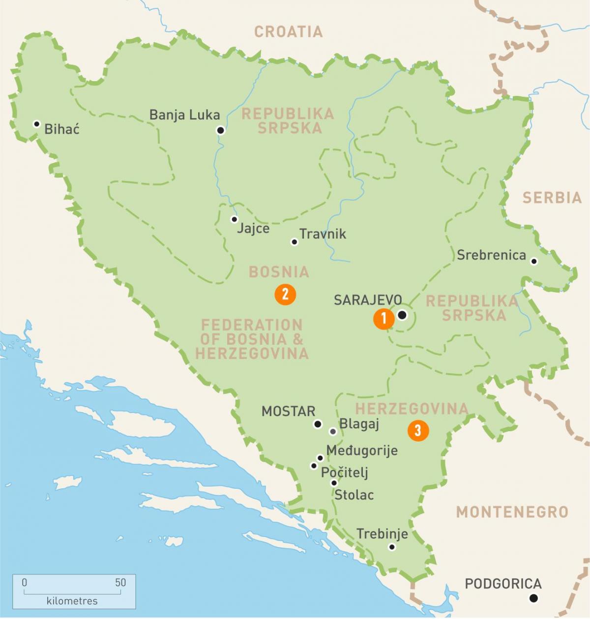 नक्शे के सरजेवो, बोस्निया