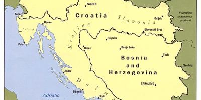 नक्शा बोस्निया और हर्जेगोविना के आसपास के देशों
