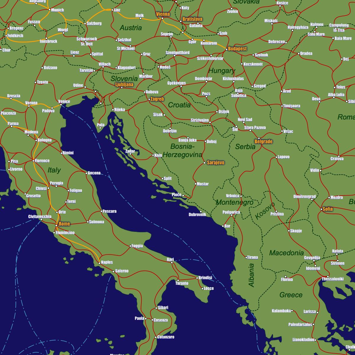 बोस्निया रेलवे मानचित्र